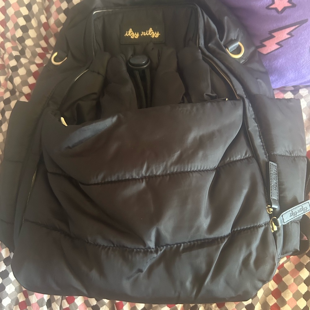 Zara Kids Black Quilted Puffer Jacket with Gold Accents